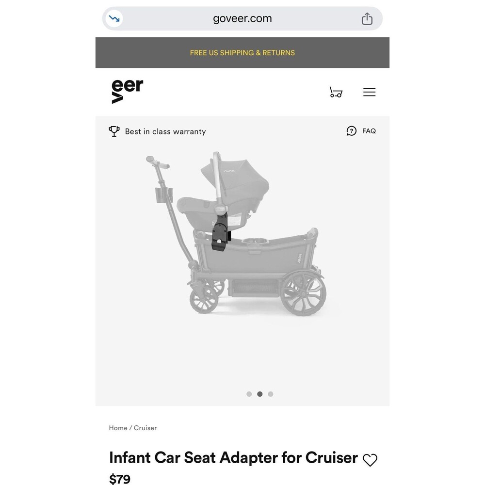 VEER Infant Car Seat Adapter for Veer Cruiser 2-seater